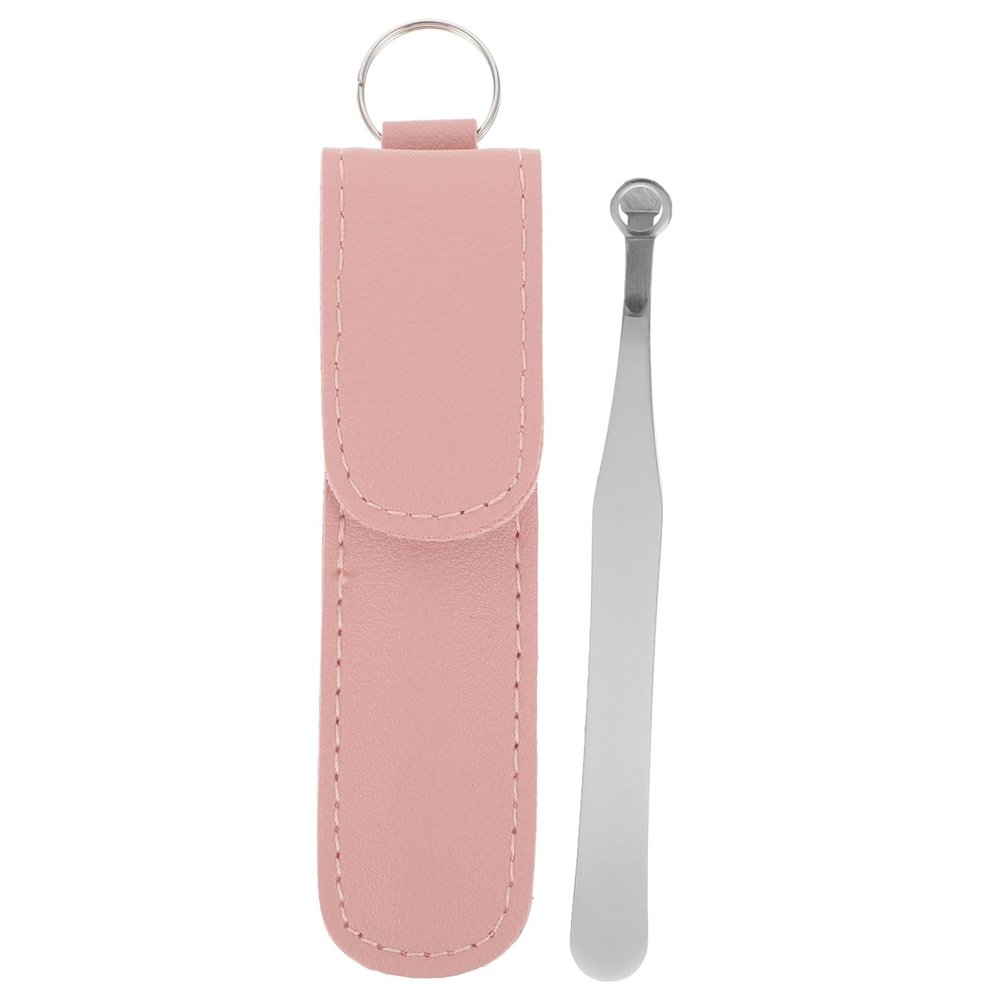 DECHOUS Stainless Steel Round Head Nose Hair Tweezers with Leather Case Nasal Hair Trimmer for Men and Women Portable and Practical Grooming Accessory