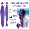 Purple Braiding Hair,24 Inch Long Pre Stretched Hair Extensions Purple for Braids Kids,Women, Stage Party Wig Clip in Hairs Extensions Halloween Costume Cosplay Props for Girls 2PCS view 2