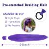 Purple Braiding Hair,24 Inch Long Pre Stretched Hair Extensions Purple for Braids Kids,Women, Stage Party Wig Clip in Hairs Extensions Halloween Costume Cosplay Props for Girls 2PCS view 3