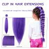 Purple Braiding Hair,24 Inch Long Pre Stretched Hair Extensions Purple for Braids Kids,Women, Stage Party Wig Clip in Hairs Extensions Halloween Costume Cosplay Props for Girls 2PCS view 4