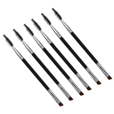 Alipis 6Pcs Angled Eyebrow Brush and Lash Curler Portable Dual-ended Makeup Brushes for Defined Brows and Natural Lashes Black Synthetic Hair for Use