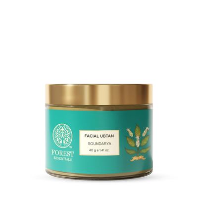 Forest-Essentials Facial Ubtan Soundarya | Ayurvedic Brightening Face Scrub | Gentle Exfoliation with Turmeric, Saffron & Rose | For Glowing Skin