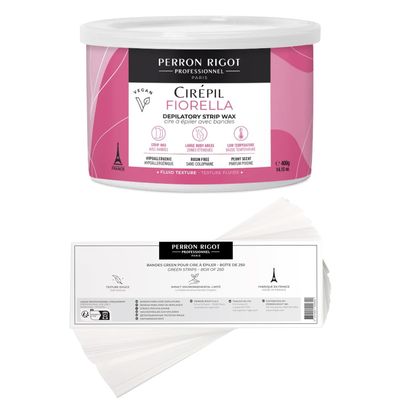 Cirpil Fiorella Bundle: Fiorella 400g Depilatory Strip Wax Tin + Organic Waxing Strips (250p)