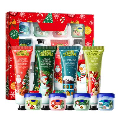 8 Pcs Moisturizing Hand Lotions and Lip Balms, Christmas Hand Lotion Lip Balm Gifts Set, Deep Moisturizing Lip Mask, Christmas Stocking Stuffers, Lip Care Balm, Hand Cream Gift for Women