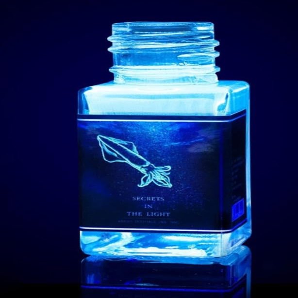 18ml Secrets in the light' invisible ink glows under UV light. free hand demon pattern on face, arms, legs.