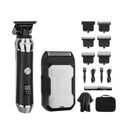 QICOQ Hair Cutting Machine Hair Clipper Men's 2 Set Electric Professional Shaver Rechargeable USB Digital Display for Men Gift(Black)