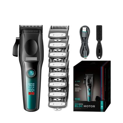 EWKYLSEM High end Hair Clipper Metal Body Titanium Alloy Sharp Blade Trimmer LCD Intelligent Digital Shaving Machine V-195(Green)