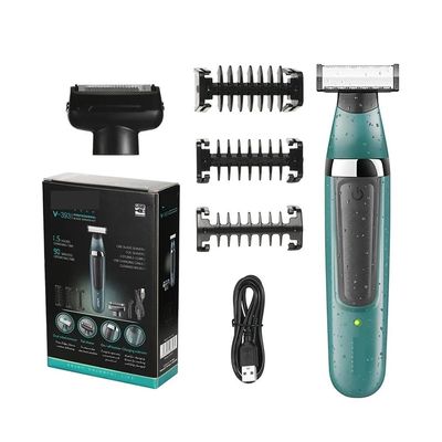Double Blade Multi-Function Waterproof Shaver, Rechargeable Beard Trimmer, Male Hair Set 393(Black)