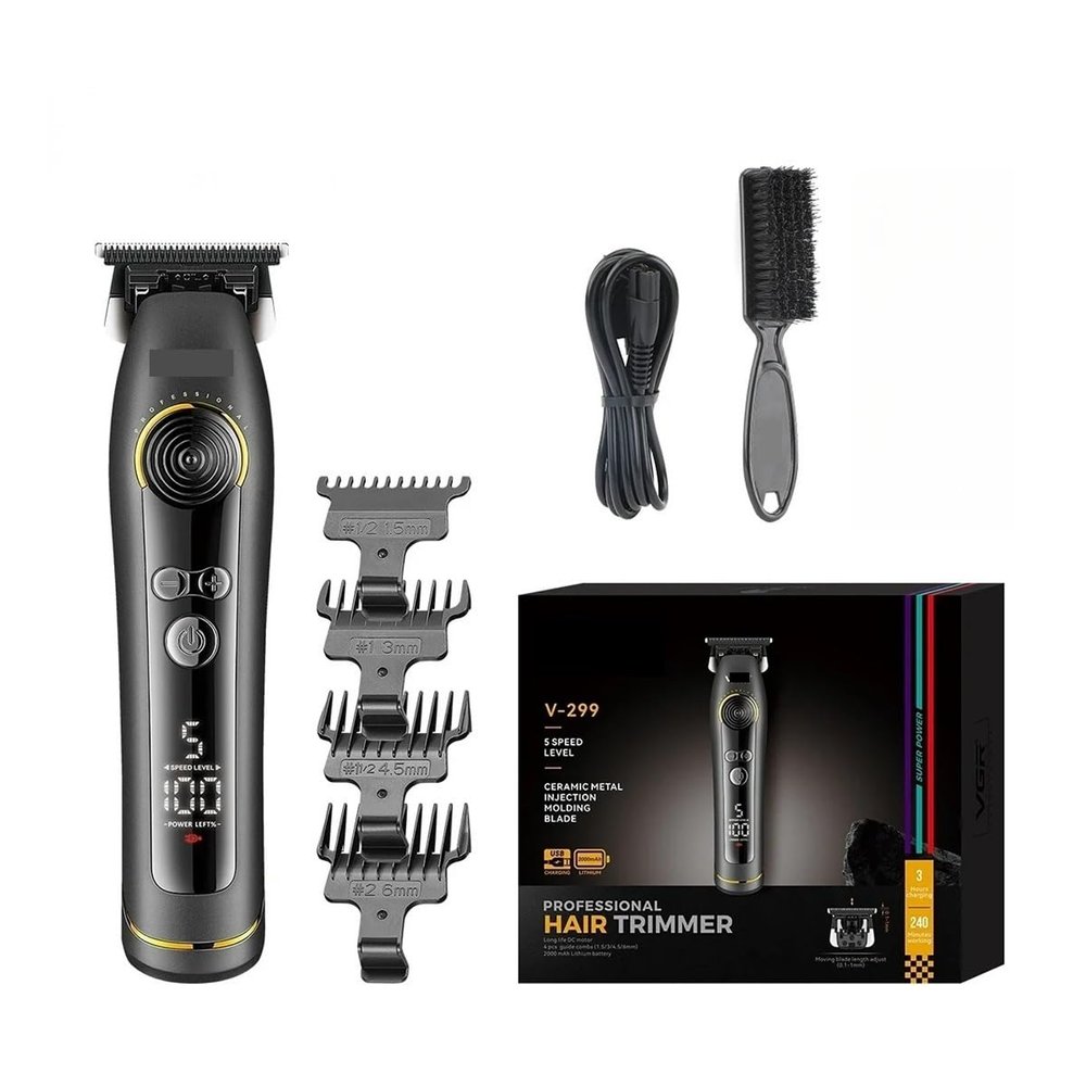 EWKYLSEM Trimmer Professional Hair Cutting Machine Cordless Clipper Barber Rechargeable Haircut DLC Blade for Men V-299(Black)