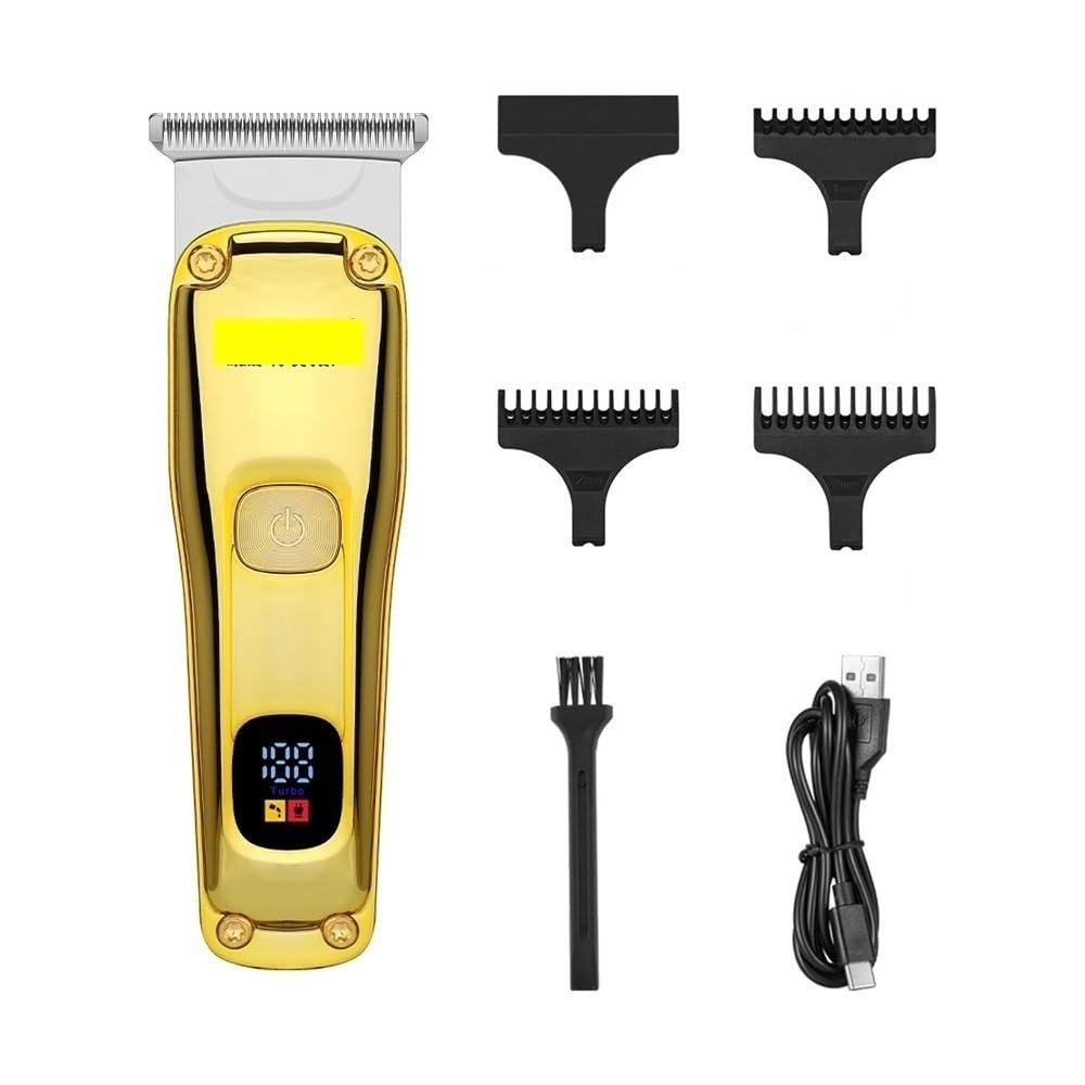 QICOQ Hair Clipper Golden Cordless Home Haircut Two-Piece Set Professional Electric Rechargeable Trimmer for Men(Black)