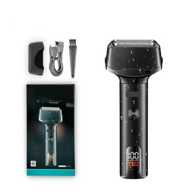 Blades Professional Electric Shaver Waterproof Beard Hair Trimmer Rechargeable Razor Digital Display for Men V-371(V-371 with Box)