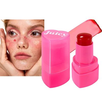Multi-Use Cooling Water Jelly Blush, Juicy Love Blush, 3-In-1 Cheek Tint & Eyeshadow & Lip Tinted, Long-Lasting Moisture Creates A Moist Watercolor Effect-1,000+ Swipes Per Stick (#01)