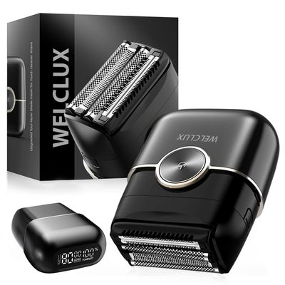 Premium Electric Foil Shavers for Men: Compact Mini Razor with 4 Floating Blades & Large LED Display Adjustable 2-Speed Foil Shaver, IPX7 Waterproof, USB Type C Charging (Pure Black)