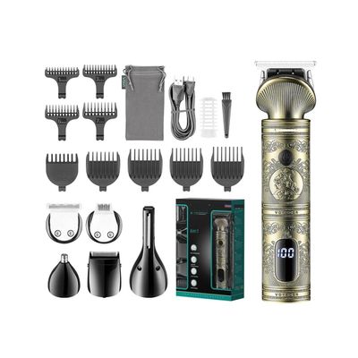 EWKYLSEM Professional high-end Hair Trimmer Set, Retro Metal Electric Push Shear, Home LED Intelligent Digital Clipper, Shaver(Green)