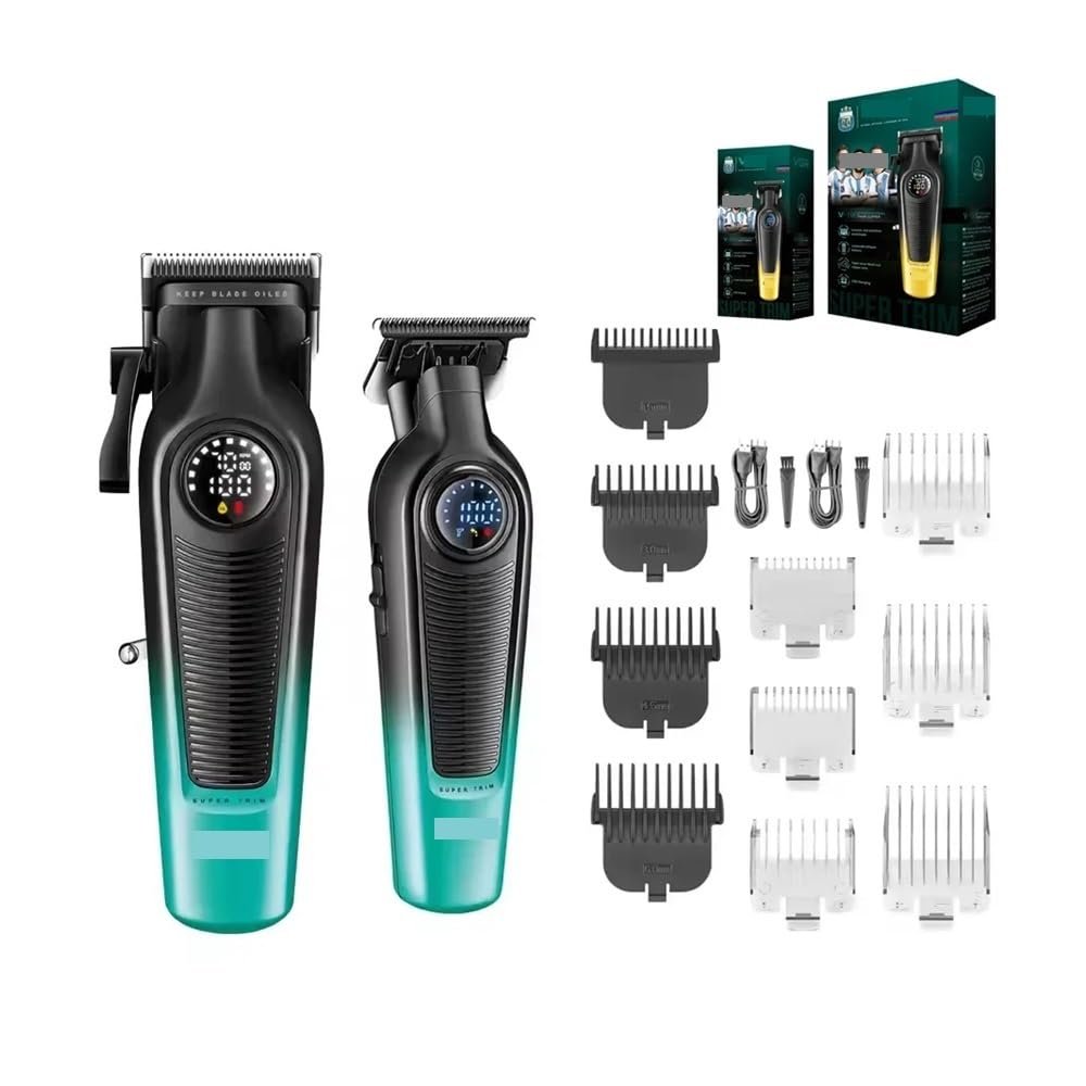 EWKYLSEM Men's Hair Clipper DLC Blade LED Display Cordless USB Ceramic Professional Cutting Machine Trimmer V-196(Kit-Box)