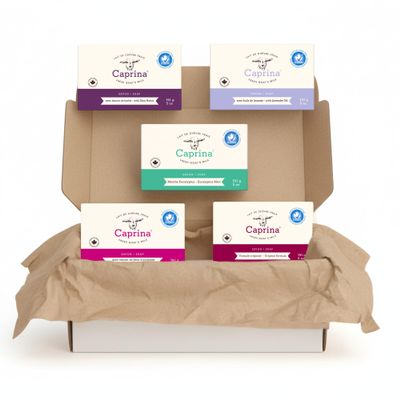 Caprina by Canus Goat Milk Soap Bar, VARIETY, 5 oz (141 g) Bars, 5-Pack, Moisturizing Daily Cleanser for Face, Hands & Body, Fresh Canadian Goat Milk