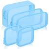 Sinzip 5 Pieces Mini Zipper Nylon Mesh Pouch, Mesh Cosmetic Bags Makeup Bags, Multipurpose Travel Toiletry Bags for Office Supplies and Travel Accessories (Blue, Assorted Sizes) view 1