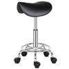 Adjustable PU Leather Saddle Stool with Foot Rest, Swivel Rolling Chair for Beauty Salon, Spa, Massage, Medical Use - White view 1
