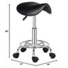 Adjustable PU Leather Saddle Stool with Foot Rest, Swivel Rolling Chair for Beauty Salon, Spa, Massage, Medical Use - White view 3