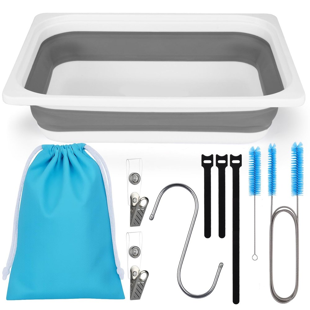 XANGNIER Cleaning Brush Kit for CPAP Mask,Standard 15mm-22mm Hose,Tube,Water Chamber,6.5 Ft Thick Hose Brush and Foldable Wash Basin for CPAP Machine Equipment Accessories Cleaner Supplies,10 PCS