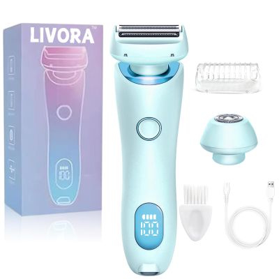 Livora Electric Shaver for WomenSilk Glide Pro ShaverRechargeable Electric Trimmer for Bikini, Pubic Hair, Legs, Body, Wet/Dry(Blue).