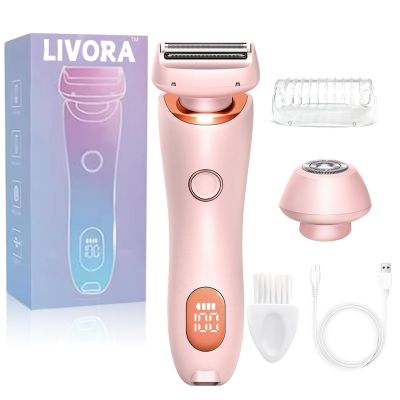 Livora Electric Shaver for WomenSilk Glide Pro ShaverRechargeable Electric Trimmer for Bikini, Pubic Hair, Legs, Body, Wet/Dry (Pink).