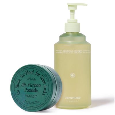 Firsthand Supply Equilibrium Shampoo 16.9oz & All-Purpose Pomade 3oz Bundle Hydrating, Strengthening Shampoo for Men & Women Flexible Firm Hold Pomade with Natural, Low Shine for All Hair Types