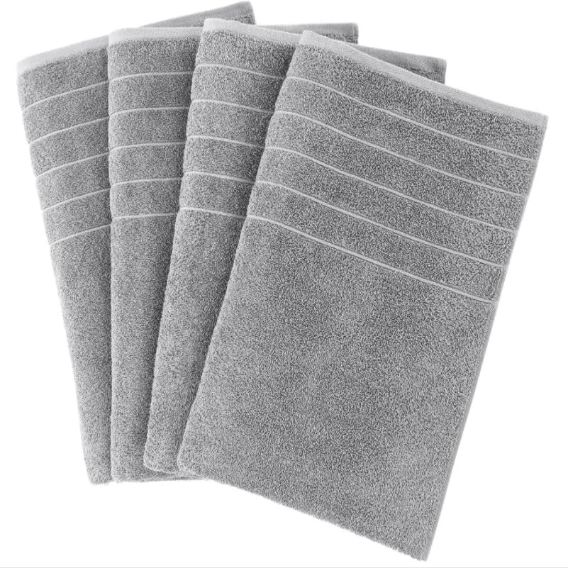Cotton Towels, Soft & Absorbent 4-Pack, Gray