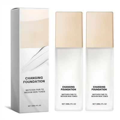 Color Changing Foundation for Mature Skin, Hydrating and Lightweight Liquid Foundations, Tone Suitable for All Skin Types (2 pcs)
