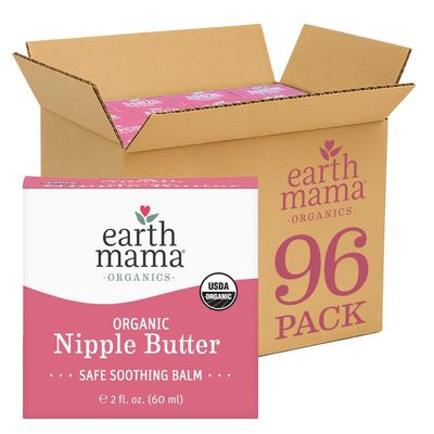 Earth Mama Organic Nipple Butter | Nipple Cream Safe for Breastfeeding | Postpartum Essentials for Nursing | Non Lanolin Nipple Cream, 2-Fluid Ounce (96-Count)