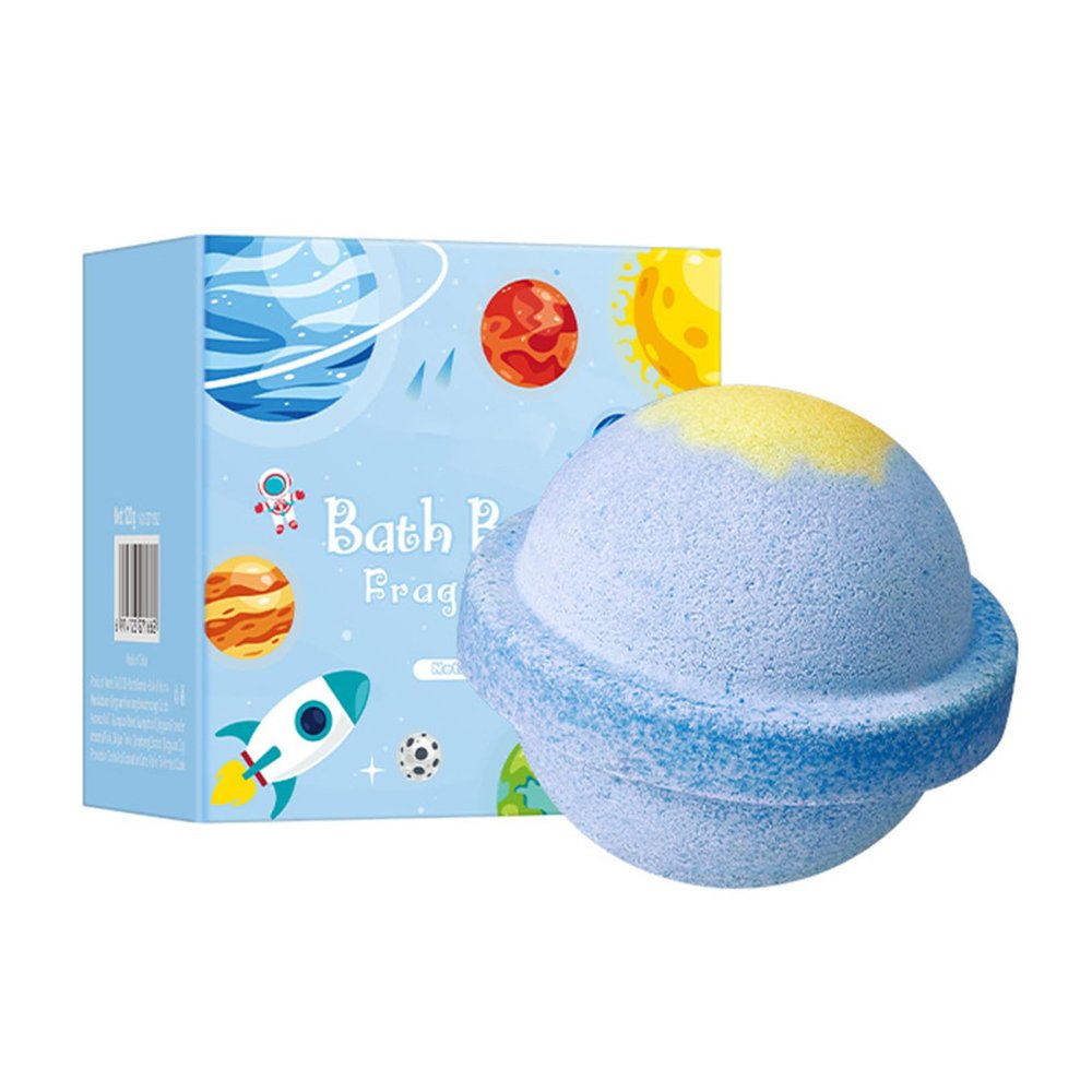 ACSUSS Galaxy Planet Themed Bath Bomb Set with Luxurious Moisturizing Organic Foam and Bubbles Blue Yellow One Size