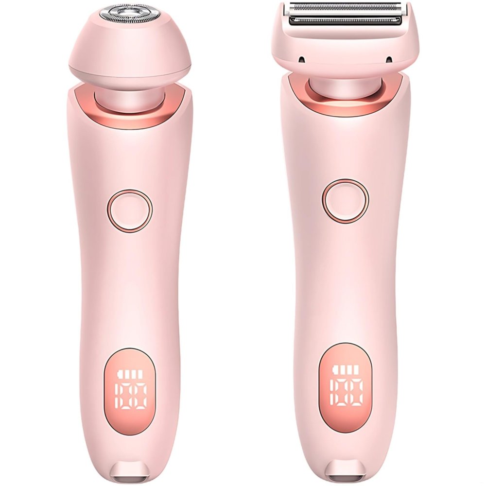 byepica Women's Electric Shaver, 2-in-1 Hair Removal & Bikini Trimmer with Led Display, Quick Charge Type-C, Dual Head Wet/Dry, Includes Guide Combs,