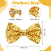 MBAIYO 3Pcs Hair Bows for Girls, Gold Sparkly Glitter Hair Bows for Girls with Metal Clips Sequin Hair Accessories for Women on Birthday Wedding Christmas Party(Gold) view 2
