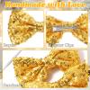 MBAIYO 3Pcs Hair Bows for Girls, Gold Sparkly Glitter Hair Bows for Girls with Metal Clips Sequin Hair Accessories for Women on Birthday Wedding Christmas Party(Gold) view 4