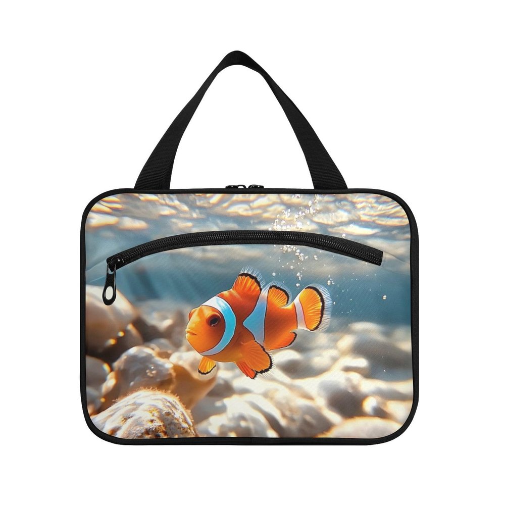 XYMZR Fish Underwater Travel Toiletry Bag for Women Men - Hanging Hook, Cool Design, Water-resistant, Makeup Essentials Organizer, Cosmetic Bag for Travel Accessories L
