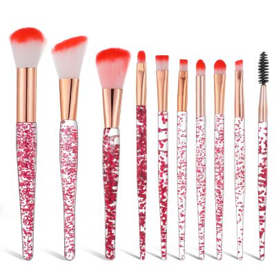 10 PCS Crystal Glitter Makeup Brushes, Cute Makeup Brushes Face Cosmetics Blending Synthetic Brush Professional Glitter Brush for Foundation Concealer Shadow Blush Lip