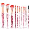 10 PCS Crystal Glitter Makeup Brushes, Cute Makeup Brushes Face Cosmetics Blending Synthetic Brush Professional Glitter Brush for Foundation Concealer Shadow Blush Lip view 1