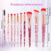 10 PCS Crystal Glitter Makeup Brushes, Cute Makeup Brushes Face Cosmetics Blending Synthetic Brush Professional Glitter Brush for Foundation Concealer Shadow Blush Lip view 2