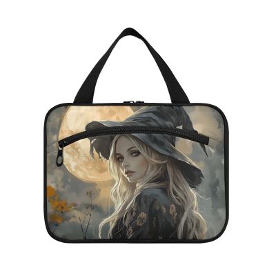 XYMZR Witch Halloween Moon Watercolor Travel Toiletry Bag for Women Men - Hanging Hook, Cool Design, Water-resistant, Makeup Essentials Organizer, Cosmetic Bag for Travel Accessories M