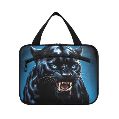 XYMZR Leopard Face Mouth Travel Toiletry Bag for Women Men - Hanging Hook, Cool Design, Water-resistant, Makeup Essentials Organizer, Cosmetic Bag for Travel Accessories L