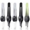 5Pcs Slant Tip Tweezers for Women Facial Hair Ingrown Eyebrow Tweezers Non Slip Stainless Steel Ingrown Hair Tweezer with Non-Slip Grip, Black, Silver, Green view 1