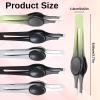 5Pcs Slant Tip Tweezers for Women Facial Hair Ingrown Eyebrow Tweezers Non Slip Stainless Steel Ingrown Hair Tweezer with Non-Slip Grip, Black, Silver, Green view 2