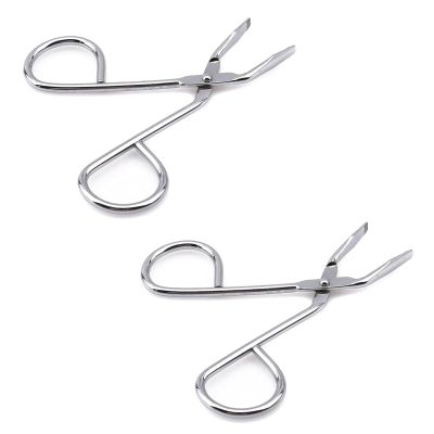 2Pcs Silver Stainless Steel Eyebrow Tweezers, Elbow Pliers Clip, Flat Tip Hair Plucker Hair Removal Tweezers, Shave and Hair Removal, Beauty and Personal Care