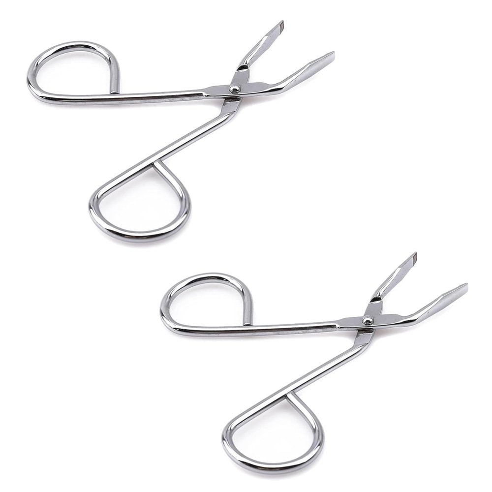 2Pcs Silver Stainless Steel Eyebrow Tweezers, Elbow Pliers Clip, Flat Tip Hair Plucker Hair Removal Tweezers, Shave and Hair Removal, Beauty and Personal Care
