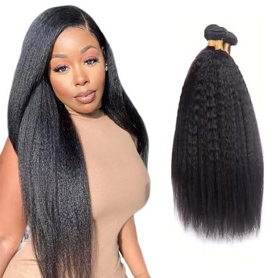 Kinky Straight Human Hair Bundle Yaki Straight Bundles Human Hair 30 32 34"