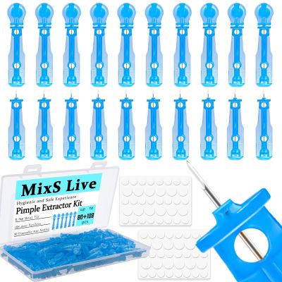 MixS Live Sterile Pimple Needle Kit - 80 pcs 0.3mm Ultra-Fine Acne Needles + 108 Dots Acne Pimple Stickers - Effective Blemish & Blackhead Removal Tools for Clear Skin