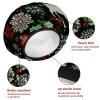 Reusable Shower Caps for Women, Christmas Red Green and White Snowflakes and Reindeer Waterproof Elastic Bath Hair Hats with Scrunchies for Long Hair Braids view 4