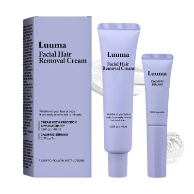 Facial Hair Removal Cream for Women, Luuma Facial Hair Removal Cream - Sensitive Skin 2-in-1 Kit with Soothing Essence, Gentle Plant Formula (1)