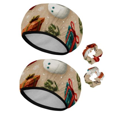 Christmas Snowman and Winter Background Shower Caps for Women, Waterproof Reusable Bath Caps with Elastic Band Hair Protection