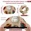Christmas Snowman and Winter Background Shower Caps for Women, Waterproof Reusable Bath Caps with Elastic Band Hair Protection view 3